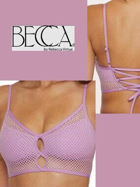 BECCA Standard Network Cami Bikini Top, Adjustable, Tie Back NWT Sz S
